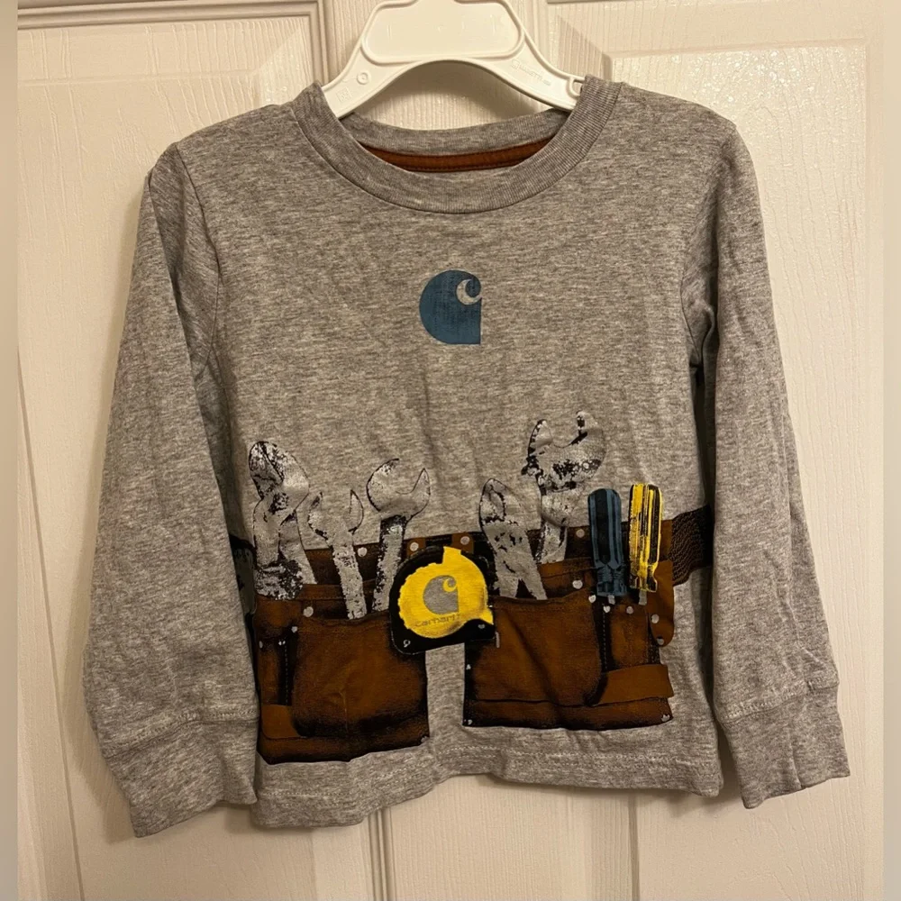 Carhartt Youth size 2T Grey Tool Belt Long Sleeve Shirt - Picture 1 of 7
